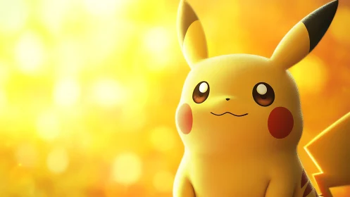 Yellow cartoon creature against soft yellow bokeh field.