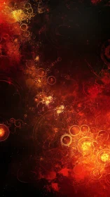 Fiery cosmic fractal circles glow in a deep abstract void