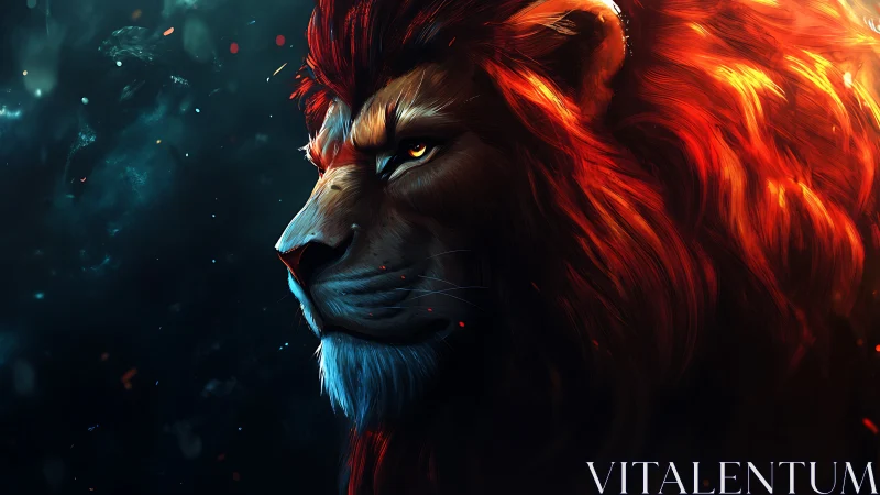 Luminous lion profile with volumetric lighting and radiant mane dynamics