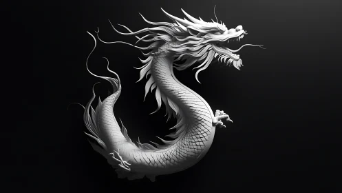 Sculpted white dragon curls in a powerful, graceful arc