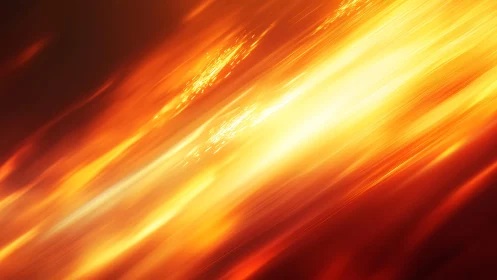 Abstract streaks of intense orange and yellow light in motion.