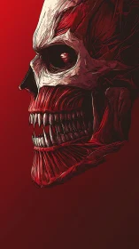 Skull-like anatomical head rendered with exposed musculature