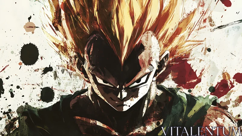 Ink-splattered warrior erupts through chaos in searing focus