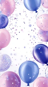 Bubble Reverie: Pink & Sapphire Spheres Dance Through Confetti.