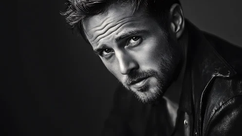 Intense monochrome portrait shares a quiet, searching gaze