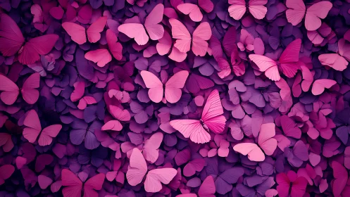 Velvet twilight swarm of pink and violet paper butterflies.