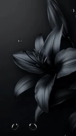 Monochromatic Lily with Textured Petals Against Dark Background.