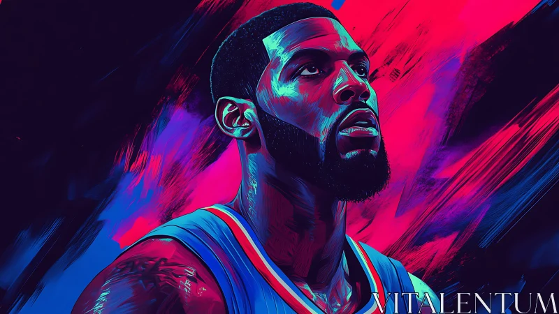 Vibrant basketball portrait glowing with bold neon energy.