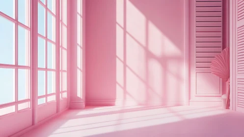 Cotton-candy sunroom where rose light sketches quiet geometry.