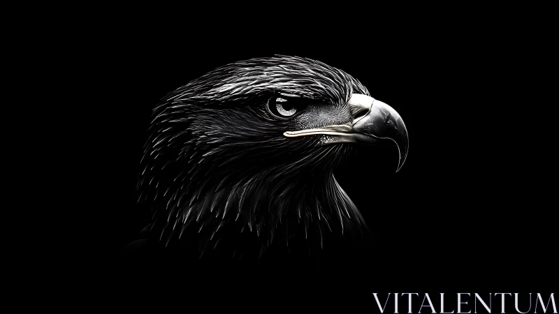 Majestic eagle portrait in dramatic black and white photography.