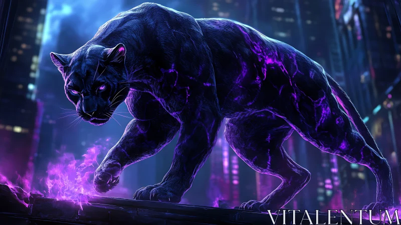 Neon Panther: Where Nature Meets Cyberpunk Dreams.