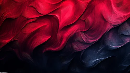Crimson waves carve dark abyssal folds in motion.