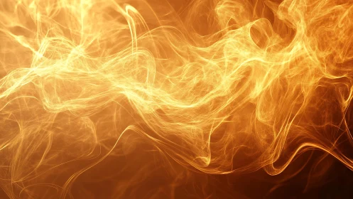 Abstract swirling golden flames background in dynamic digital art style.