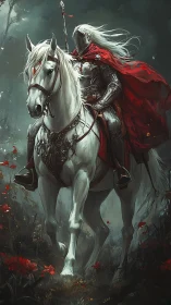 Crimson-caped dreadknight rides through whispering embers