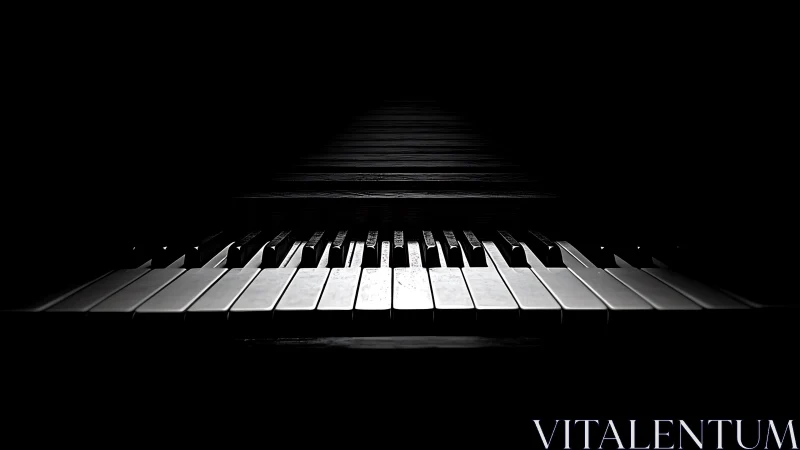 Low-key optical study of piano keyboard vanishing in darkness.