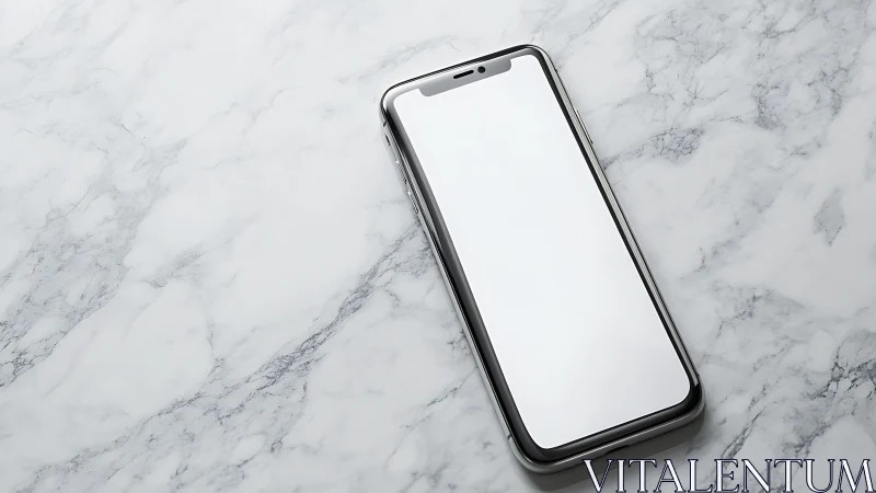 Smartphone Mockup on Marble Surface with Blank Screen.