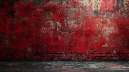 Aged red masonry wall with distressed pigment stratification.