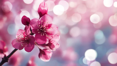 Magenta Cherry Blossoms with Bokeh Background Composition.