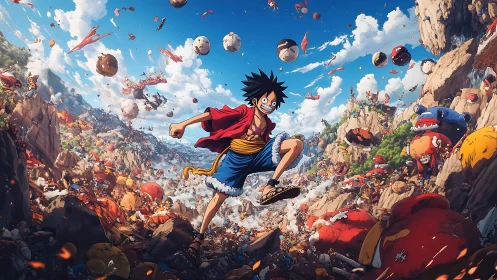 Rubber-limbed pirate sprints through explosive sky canyon