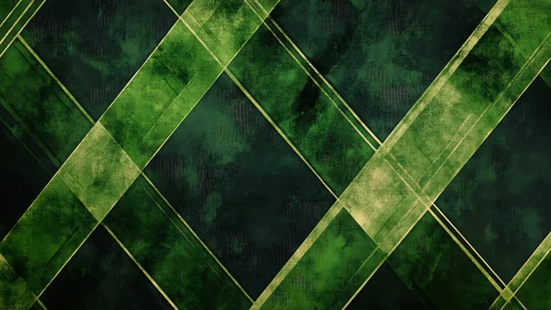 Emerald lattice drifts diagonally through a misty dark field