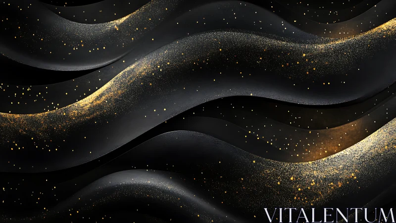 Midnight graphite waves dusted with restless golden starlight.