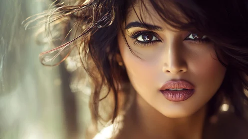 Soft sunlight lingers on a thoughtful woman’s expressive face