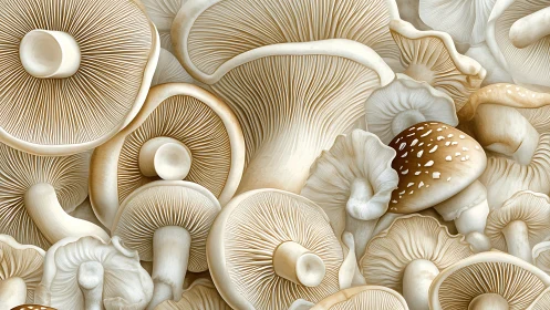 Layered mushroom gill study renders intricate radial structures
