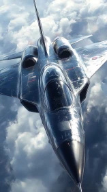 Stealth jet cuts through storm-bright clouds in high ascent