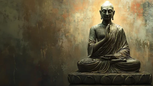 Serene bronze Buddha statue offering a quiet moment of calm.