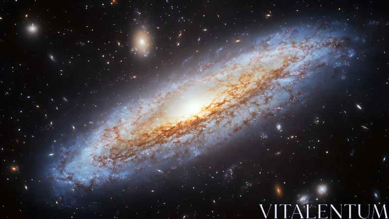 Star-swirled galaxy drifts like cosmic ember in deep night