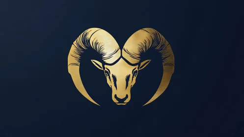 Gold ram head emblem on dark blue background.