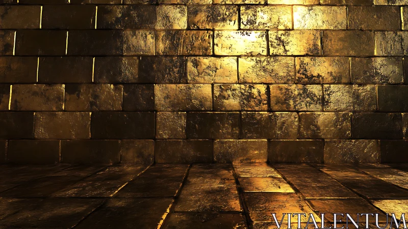 Textured golden brick interior with cinematic rim lighting.