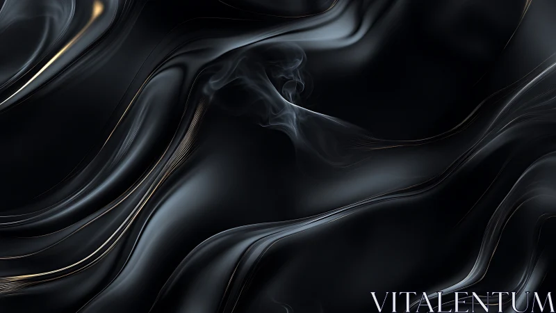 Fluid black smoke waves with subtle metallic highlights.