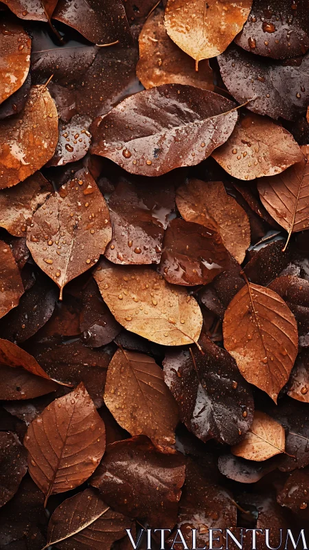 Hydrophobic autumn foliage with macro surface topology study.