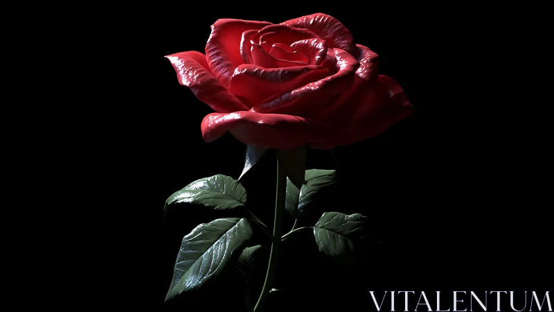 Crimson Rose Against Black: High-Contrast Botanical Still Life.