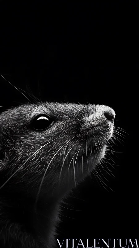 Rodent profile captured in high contrast side lighting