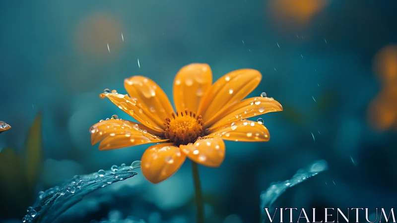 Golden Flower Embraces the Rain.