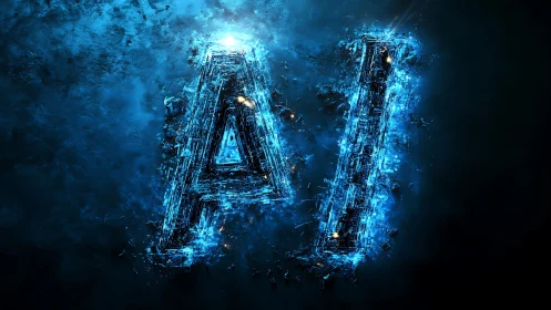 Neon Storm AI Letters Erupting From Deep Electric Night.