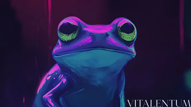 Neon amphibian portrait in cyberpunk digital painting style.