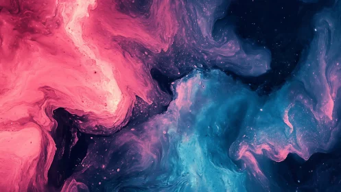 Abstract pink and blue liquid swirl texture background.