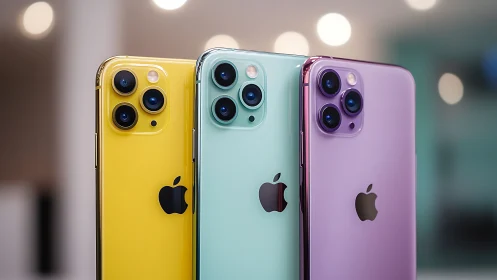 Shimmering colorful smartphones stand ready to capture daily life