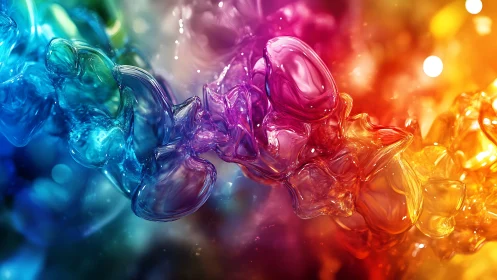 Vibrant translucent liquid forms in full rainbow colors.