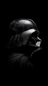 Profile view shows a black armored helmet against darkness