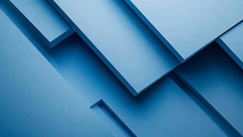 Layered blue planes drift in quiet geometric rhythm.