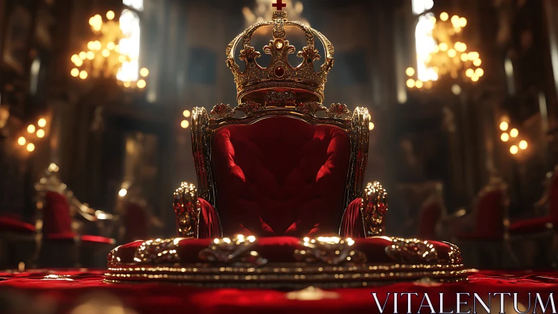 Regal red throne and crown invite quiet palace daydreams