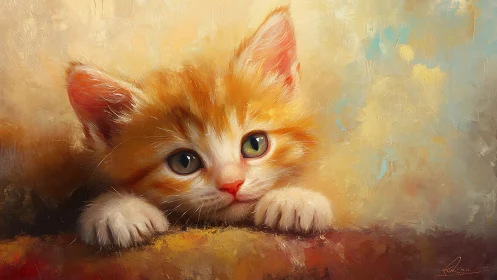 Adorable Orange Kitten Peers at You With Curious, Sparkling Eyes