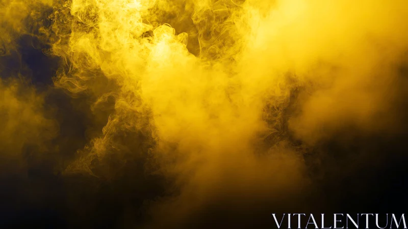 Golden smoke cloud swirling over deep black void.