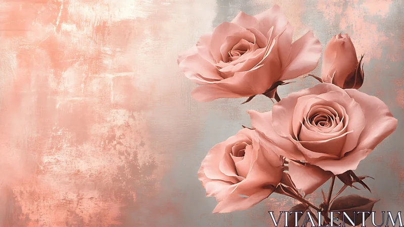 Rose blooms rendered against textured background surface.
