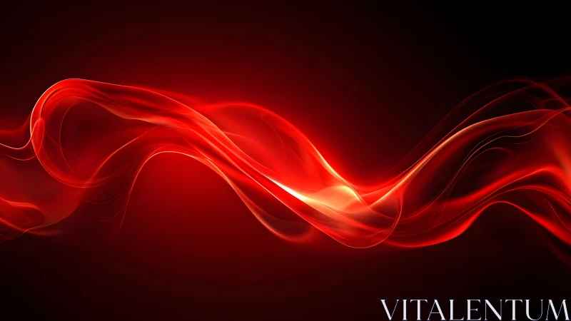 Vivid red abstract wave on black background, digital art style.