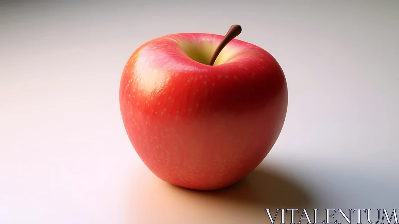 Glossy red apple stands in soft studio light for realism